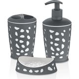 Mikasso Stone 3 Lü Banyo Seti Antrasit Plastik Gri - Çok Renkli