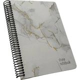 Mikasso Stone Sert Kapak Spiralli 17X24 Kareli 96YP Defter Sert Spiralli Kareli 96 Yaprak Orta Boy Bej Okul - Çok Renkli