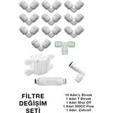 Mikasso Su Arıtma Yedek Parça Seti - Su Arıtma Dirsekler, Çekvalf, Atık Kısıcı, Shut Off - Çok Renkli