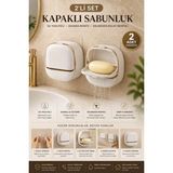 Mikasso Su Tahliyeli Kapaklı Sabunluk Duvara Monte Delmeden Yapışkanlı Sabun Kutusu -2 Adet Plastik Çok Renk - Çok Renkli