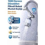 Mikasso Su Tasarruflu Oynar Uzun Başlıklı Musluk Ucu Filtreli 1080° Dönebilen Musluk Başlığı Paslanmaz Krom