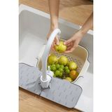 Mikasso Su Tutucu Musluk Matı Mutfak Banyo Için Koruyucu Musluk Lavabo Matı Bulaşık Süngeri Matı Silikon Gri