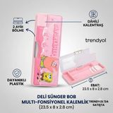 Mikasso Sünger Bob Fonksiyonlu Kalemlik 23.5 x 8x 2.8 cm Plastik Pembe - Çok Renkli