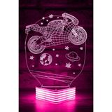 Mikasso Sürat Motoru 3D Görünümlü LED Lamba Cam Pembe - Çok Renkli