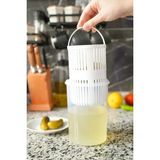 Mikasso Süzgeçli Kilit Kapaklı Zeytin Turşu Saklama Kabı Mikrodalgada Kullanıılabilir 1500 ml ( G-16 ) Plast
