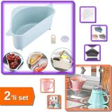 Mikasso Süzgeçli Köşe Kenar Lavabo Süzgeci + Sürahi Şeklinde Pirinç Yıkama Süzgeci - 2li Set P6M0E4 Plastik