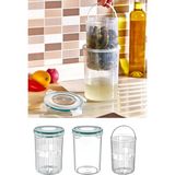 Mikasso Süzgeçli Saklama Kabı 1500 ml Turşuluk & Zeytinlik Turşu Kabı Zeytin Kabı Plastik Beyaz