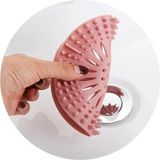 Mikasso Süzgeçli Silikon Lavabo ve Küvet Tıkacı Yuvarlak Süzgeç Banyo Tıpa Pembe Renk 1 Adet M-140 Silikon