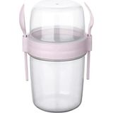 Mikasso Take ''n'' Go Kaşıklı ve Çatallı Müsli Kabı 1100ML Pembe Plastik Pembe