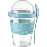 Mikasso Take'n Go 600 ml Kapaklı ve Kaşıklı Yoğurt Kabı & Beslenme Kabı & Lunch Box Plastik Turkuaz