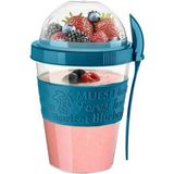 Mikasso Take'n Go Pratik Yoğurt Kabı Lacivert | Taşınabilir Kaşıklı Müsli Atıştırmalık Dondurma Kabı 600ML P