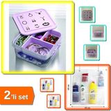 Mikasso Takı Dikiş Kutusu Saklama Hobi Kutusu + 8 Cepli Askılı Mutfak Banyo Düzenleyici - 2li Set X2F4J0 Pla - Çok Renkli