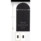 Mikasso Takım Elbise Kılıfı Siyah Renk Fermuarlı Gamboç 60 cm 100 cm Kumaş Beyaz