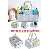 Mikasso Taşınabilir Bebek Çantası Bebek Bakım Bezi Eşya Düzenleyici Çanta Gri Tr