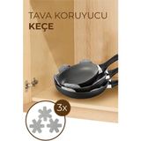 Mikasso Tava Çizdirmez, Borcam Koruyucu, Keçeden Tencere Koruyucu, Keçeden Tencere Altlığı 3 Adet Gri Gri Po
