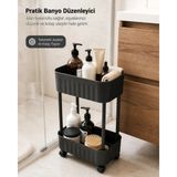 Mikasso Tekerlekli 2 Katlı Banyo Düzenleyici Raf/ Çok Amaçlı Organizer Sepet/mutfak & Lavabo Altı Kullanım P - Çok Renkli
