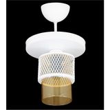 Mikasso Tekli Bal Cam Kafes Model Modern Plafonyer Avize Metal 1 E27 Beyaz Salon / Oturma Odası - Çok Renkli