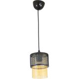 Mikasso Tekli Bal Cam Kafes Model Modern Sarkıt Avize Metal 1 E27 Siyah - Çok Renkli