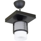 Mikasso Tekli Beyaz Cam Kafes Model Modern Plafonyer Avize Metal 1 E27 Siyah - Çok Renkli