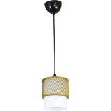 Mikasso Tekli Beyaz Cam Kafes Model Modern Sarkıt Avize Metal 1 E27 Altın - Çok Renkli