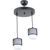 Mikasso Tekli Beyaz Cam Kafes Model Modern Sarkıt Avize Metal 2 E27 Siyah - Çok Renkli