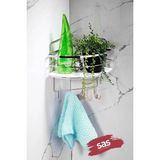 Mikasso Tekli Yapışkanlı Kancalı Banyo Duş Köşe Rafı, Ayarlanabilir Kristal Raf (Yapıştır/vidala) Krom-Beyaz - Çok Renkli