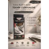 Mikasso Teknik Çizim Kalemi Seti 12’li (5h-5b) | Profesyonel Eskiz & Gölgelendirme Kalemleri Eskiz Tehlikeli - Çok Renkli