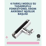 Mikasso Tekno Şık Krom Kaplamalı Çok Fonksiyonlu Musluk Başlığı | Paslanmaz Malzeme Belirtilmemiş Altın - Çok Renkli