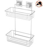 Mikasso Tekno Tel EF-256 Yapışkanlı 2 Katlı Düz Banyo Rafı Krom - Çok Renkli