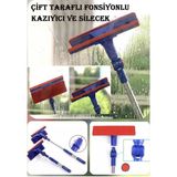 Mikasso Teleskopik Mikrofiber Çift Taraflı Cam Silme Aparatı Çekçekli Silecek Pratik Teleskobik Silici Tr