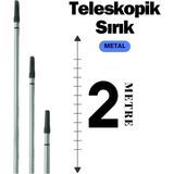 Mikasso Teleskopik Uzatmalı 2 M - Metal Sırık - Fırça / Ayarlanabilir Uzatmalı Sap - 2 Metre - Metal