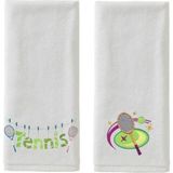 Mikasso Tenis Yazı-Raket Işlemeli Nakışlı Spor Havlusu 2 Li 50X90 Kadife Beyaz - Çok Renkli