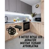 Mikasso Tezgah Altı Beyaz LED Aydınlatma, 5 Metre Aydınlatma, Aç Kapa Anahtarlı, Tezgah Lambaderi Beyaz - Çok Renkli