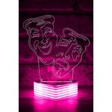 Mikasso Tiyatro Maske 3D Lamba Tiyatro Hediyesi Cam Pembe - Çok Renkli