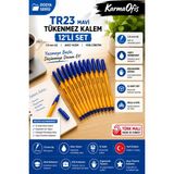 Mikasso TR23 Mavi Tükenmez Kalem 12’li Set | 1.0 mm Uç, Akıcı Yazım, Ofis & Okul Kullanımı Çok Renkli Tehlik