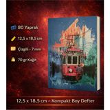 Mikasso Tramvay Taksim Design Defter Karton Düz Çizgili Küçük Boy Çok Renkli Not Defteri A5 80 Yaprak 1'li