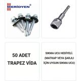 Mikasso Trapez Vidası 5,5 x 32 Mm. / Çatı Vidası / Akıllı Sac Vidası / ( 50 Adet ) Uç Hediyeli