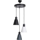 Mikasso Trend Modern Tasarım Salon - Mutfak - Cafe Siyah - Beyaz - Antrasit Renk Sarkıt 3 Lü Avize Metal E27 - Çok Renkli
