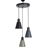 Mikasso Trend Modern Tasarım Salon - Mutfak - Cafe Siyah - Yeşil - Antrasit Renk Sarkıt 3 Lü Avize Metal E27 - Çok Renkli