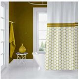 Mikasso Tropik Polyester Kumaş Geometrik Gold Desen Banyo Perdesi Yerli Üretim Duş Perdesi Altın - Çok Renkli