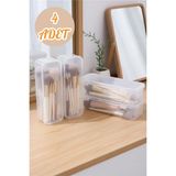 Mikasso True 4 Adet Kapaklı Makyaj Organizeri - Kozmetik Oje Fırça Düzenleyici Saklama Kutusu Plastik Şeffaf - Çok Renkli