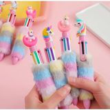 Mikasso Tüylü Unicorn 6 Renkli Tükenmez Kalem Çok Renkli