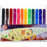 Mikasso U-4 Keçeli Kalem Seti Jumbo 12 Renk U4-1083 Çok Renkli
