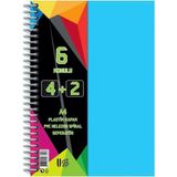 Mikasso U-Deep 4+2 Bölümlü 180 Yaprak A4 Sipralli Ayraçlı Defter 4 Kareli 2 Çizgili Çoklu Defter Karton Spir - Çok Renkli