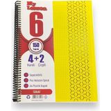 Mikasso U4 4+2 150 Ypr A4 Spr. Ayraçlı Defter 4 Kareli 2 Çizgili Karton Spiralli Çizgisiz Orta Boy Beyaz Res - Çok Renkli