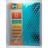 Mikasso U4 5+3 Bölümlü 200 Yaprak A4 Sipralli Ayraçlı Defter 5 Kareli 3 Çizgili Çoklu Defter Sert Spiralli Ç - Çok Renkli