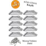 Mikasso Üçgen Köşe Birleştirme Aparatı - Dereceli Gönye 10 Adet L Demir Üç Taraflı Mobilya Dolap Sabitleme G