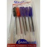 Mikasso Üçgen Tükenmez Kalem (6 Lı Set) Ekru - Çok Renkli
