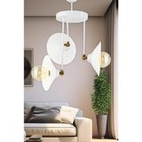 Mikasso Üçlü Blanco Modern Avize Beyaz Şapkalı Metal 3 E27 Beyaz Salon / Oturma Odası - Çok Renkli