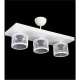 Mikasso Üçlü Kafes Model Modern Plafonyer Avize Metal 3 E27 Beyaz - Çok Renkli